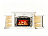 Fireplace TV Stand White Painted Top Washed White Melamine Cabinet, 178.3*40*92cm, 03325897