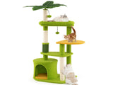 48" Cat Tree with Tropical Leaves - Self-Groomer & Scratching Posts, Space-Saving 60046421