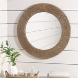 ZNTS Natural Jute Rope Round Wall Mirror 26" B03598875