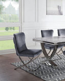 ZNTS Glam Gray Velvet 2pcs Side Chairs Button-Tufted Chrome Frame Upholstered Dining Chairs Furniture Set B011P208972