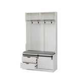 White, Column Coat Rack with Storage Shoe Cabinet 83801402