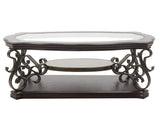 Cocktail Table, Glass table top, MDF W/marble paper middle shelf, powder coat finish metal legs. W48720760