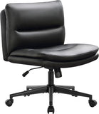 ZNTS Office Chair Armless Desk Chair with Wheels, PU Padded Wide Seat Home Office Chairs, 120&deg; Rocking W1521P179328