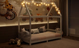 Wood Twin Size House Bed with Guardrail and LED, White N709P177522K