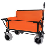 3-in-1 Folding Wagon with Bench Seat & Rear-Mounted Folding Tabletop 500lbs Capacity, 9"x4" Beach W2932P320637