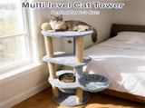 47" Cat Tower with Scratching Posts - Multi-Level Cat Tree for Relax & Play, Light Grey 37602166