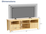 Entertainment Center TV Stand with 4 Open Cubbies & 2 Fluted Hinged Storage 90375918