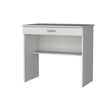 White Storage Desk with Drawer and Shelf B062P175188