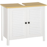 Pedestal Sink Storage Cabinet, Under Sink Cabinet with Double Doors, Antique White, Walnut-AS 91165157