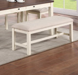 ZNTS White Classic 1PC BENCH Rubberwood Beige Fabric Cushion Seats Dining Room Furniture Bench B011120835