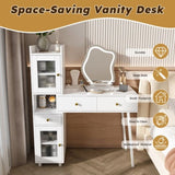 Vanity Dressing Table with LED Mirror & Storage White Makeup Desk Features 3 Drawers, 2 Open W2700P297922