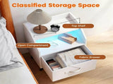 LED Nightstand with Charging Station, 16 Color RGB Remote Controlled Bedside Table with 2 AC Outlets 50953806