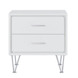 ZNTS White 2-Drawer Accent Table with Hairpin Legs B062P181399