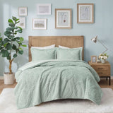 King/Cal King Embroidered Medallion Faux Fur Ultra Plush Comforter Mini Set B03597231
