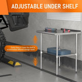 Stainless Steel Table 30 x 36 Inches Metal Prep Table with Adjustable Undershelf, Stainless Table W1192P301421