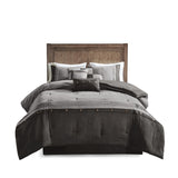 7 Piece Faux Suede Comforter Set Grey Cal King B03596893