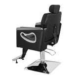 ZNTS PVC Leather Cover Galvanized Square Tray with Footrest Retractable Barber Chair 300.00lbs Black 11736312