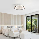 19 Inch RGB Dimmable Led Enclosed Ceiling Fan with Light Flush Mount Bladeless 6 Speed Remote W934P262275