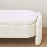 ZNTS Ottoman Oval Storage Bench 3D Lamb Fleece Fabric Bench with Large Storage Space for the Living Room, W1825133565