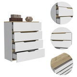 Zoe Dresser, Superior Top, Four Drawers -White / Light Oak B20092057