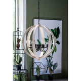 6 - Light Wood Chandelier, Hanging Light Fixture with Adjustable Chain for Kitchen Dining Room Foyer W2078138916
