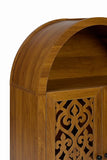 Hand-Carved Arched, Solid Wood Storage with Open Shelf & 2 Doors, Tall Narrow Accent W3123P485765