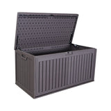 100 Gallon Resin Outdoor Deck Box Waterproof, Plastic Patio Box with Side Handles, Lockable W2556P211295