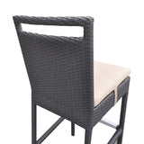 Tropez Outdoor Patio Wicker Barstool with Water Resistant Beige Fabric Cushions B2736P268523