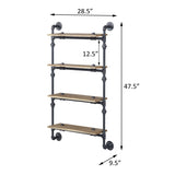 Oak and Sandy Black Rectangle 4-tier Wall Shelf B062P184602