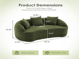 LY-049S Curved Modern Boneless Sofa Loveseat, Backrest Upgrade, 2-Seater Green Chenille Compression W2231P402441