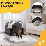 Stainless Steel Cat Litter Box with Panda Design, Extra Large Litter Box with Lid for Big Cats, 56119504