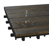 30 PCS Interlocking Deck Tiles Striped Pattern, 12" x 12" Dark Brown Square Acacia Hardwood Outdoor 53194396