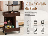 Small Coffee Table Wheels, 360&deg Rotating Desktop Multi-Functional Side Table, Rolling End Table 09869687