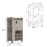 Fargo Bar Cart with Cabinet, 6 Built-in Wine Rack and Casters B200P188865
