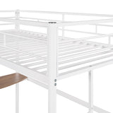 Twin Metal Loft Bed with Desk, Ladder and Guardrails, Loft Bed for Bedroom, White MF286452AAK