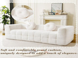 84.6-inch Modern Boneless Couch with Two Circular throw pillows,Skin-friendly lychee-textured W834P366230