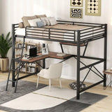 ZNTS Full Size Loft Metal&MDF Bed with Desk and Shelf, Black 26455589