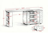Bar Table with Storage with 3 Drawers and Side Shelves for Dining Room, Apartment & Small Space 24372362