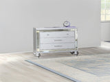 Sterling Modern Style Mirror Framed 3-Drawer Nightstand Made with Wood in Silver 808857880529