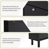 ON-TREND Narrow Design Tipping Bucket Shoe Cabinet with 3 Flip Drawers, Wood Grain Pattern Top WF308731AAB