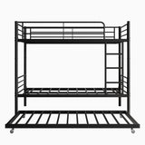 ZNTS Twin Bunk Bed with Trundle Metal Bunkbeds with Ladder and Full-Length Guardrail, Noise Free, No Box W840P196829