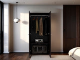 Armoire, 2 Doors, 2 Shelves, Walnut / Black Wengue B097P369452