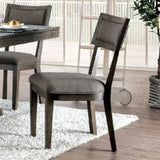 ZNTS Rustic Grey Solid wood 2pc Dining Chairs Fabric Upholstered Seat Back Curved Dining Room Furniture B011107813