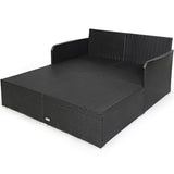 Turquoise Outdoor Rattan Daybed with Upholstered Cushions 76934581