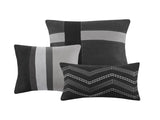 7 Piece Faux Suede Comforter Set Black Cal King B03597217