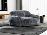 Soft Memory Foam Bean Bag Sofa Chair with Armrest, Modern Living Room Bean Bag, Blue Gray B2741P330122