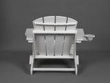 Folding Adirondack Chair with Dual Cup Holder - Composite Adirondack Chair with Wood Texture- White 20269629