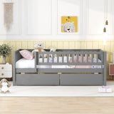 Twin Size Daybed Wood Bed with Two Drawers, Gray WF301864AAE
