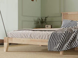 King Size Solid Wood Bed with Rattan Headboard, Rubber Wood Bed with Central Support Beams and W504P444380