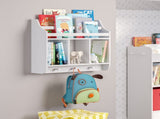 Kids Wall Mounted Bookshelf and Toy Storage Organizer for Playroom - White 96301122